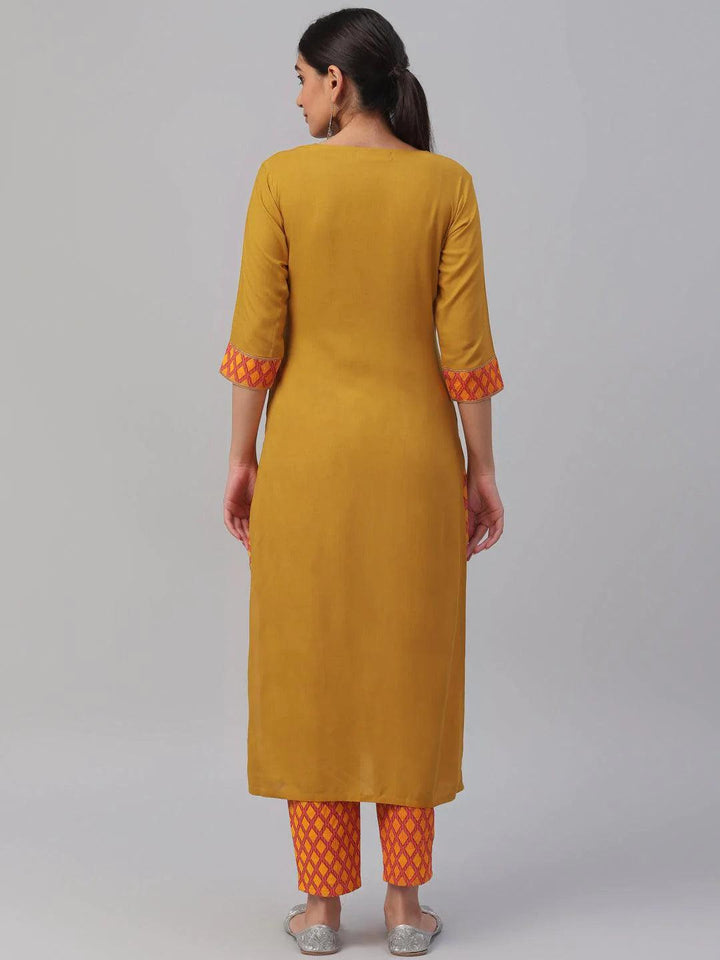 Yellow Solid Rayon Kurta Set