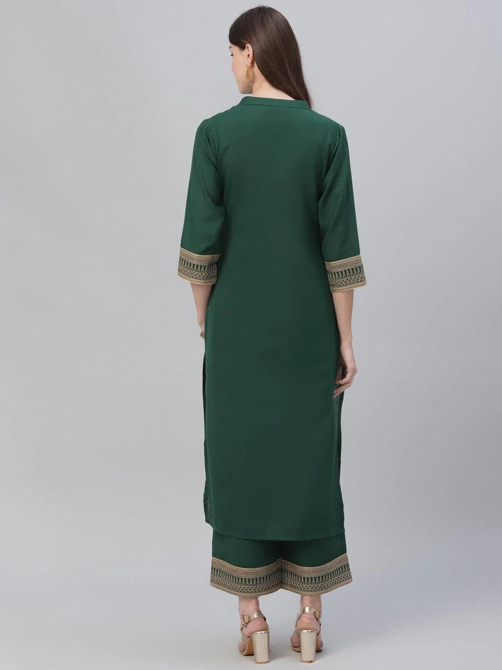 Green Solid Rayon Kurta Set