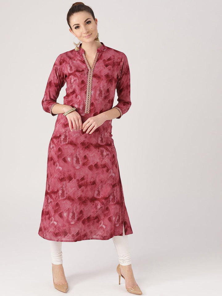 Pink Woven Design Rayon Kurta