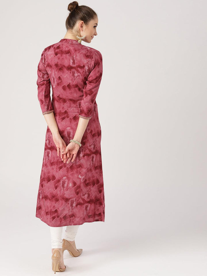Pink Woven Design Rayon Kurta