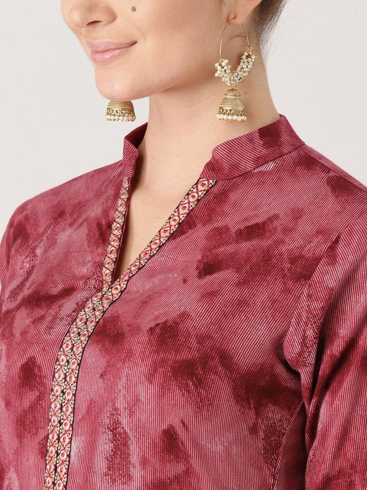 Pink Woven Design Rayon Kurta