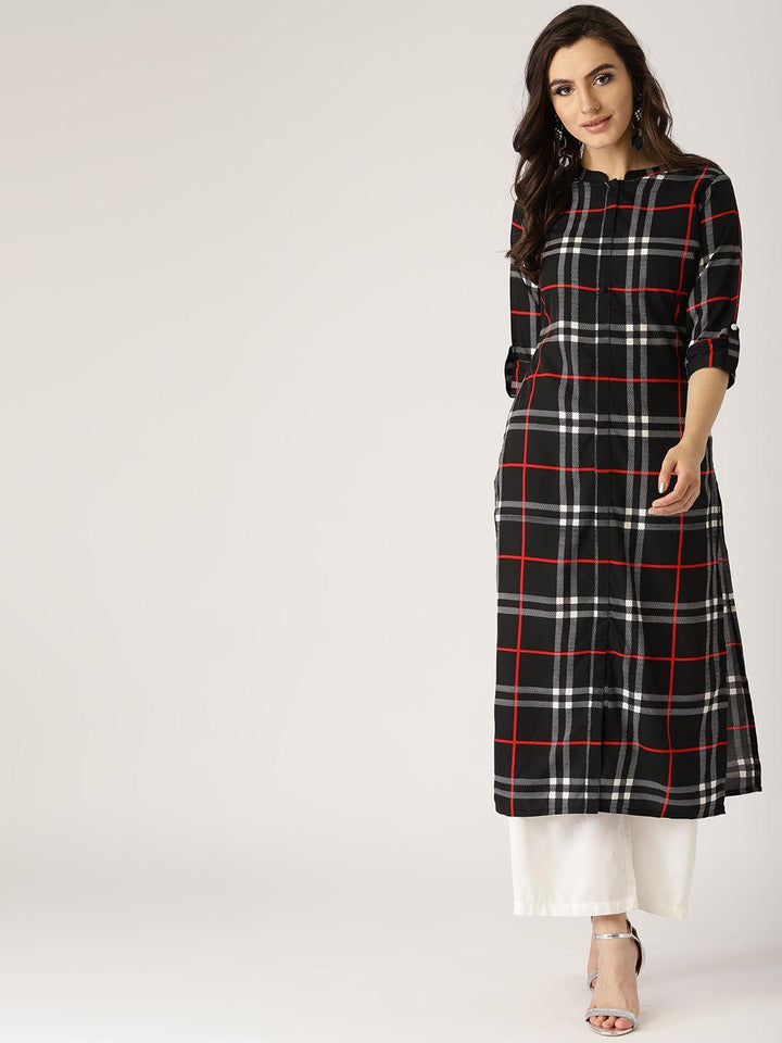 Black Checkered Crepe Kurta