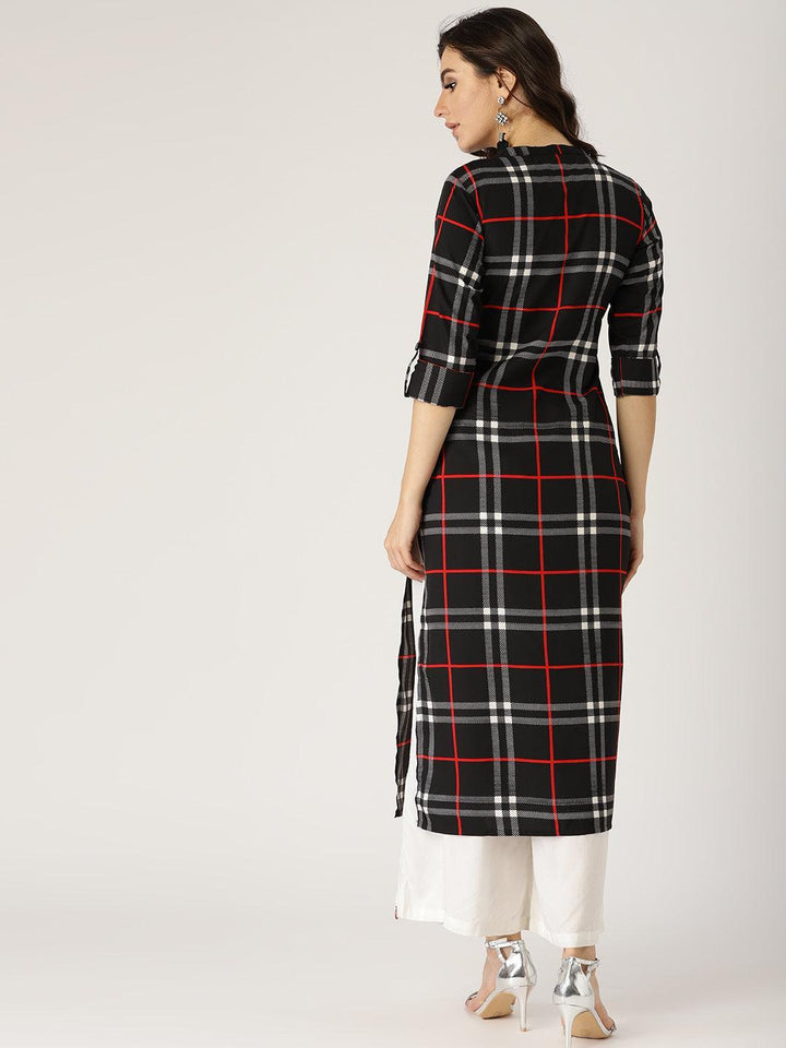 Black Checkered Crepe Kurta