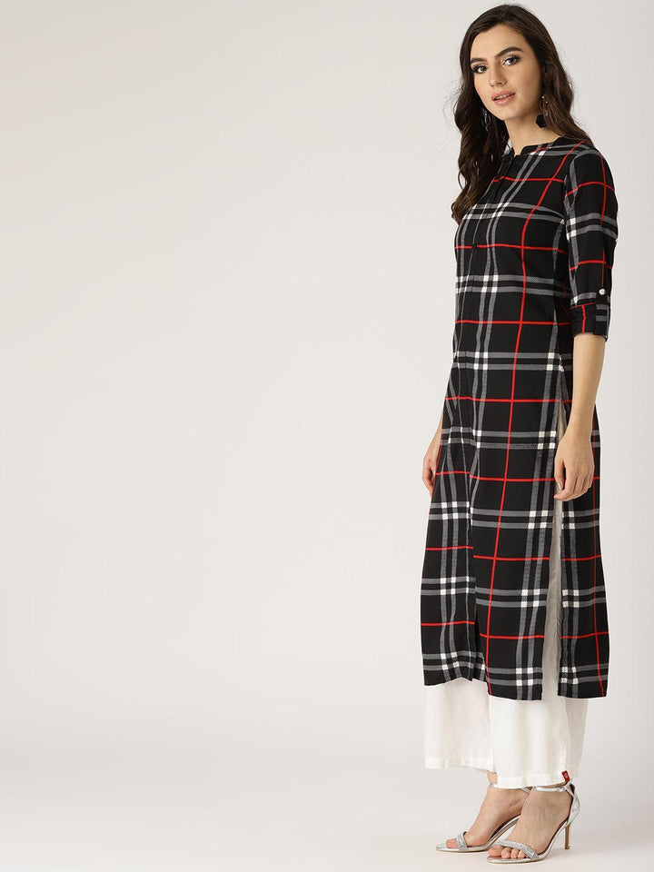 Black Checkered Crepe Kurta