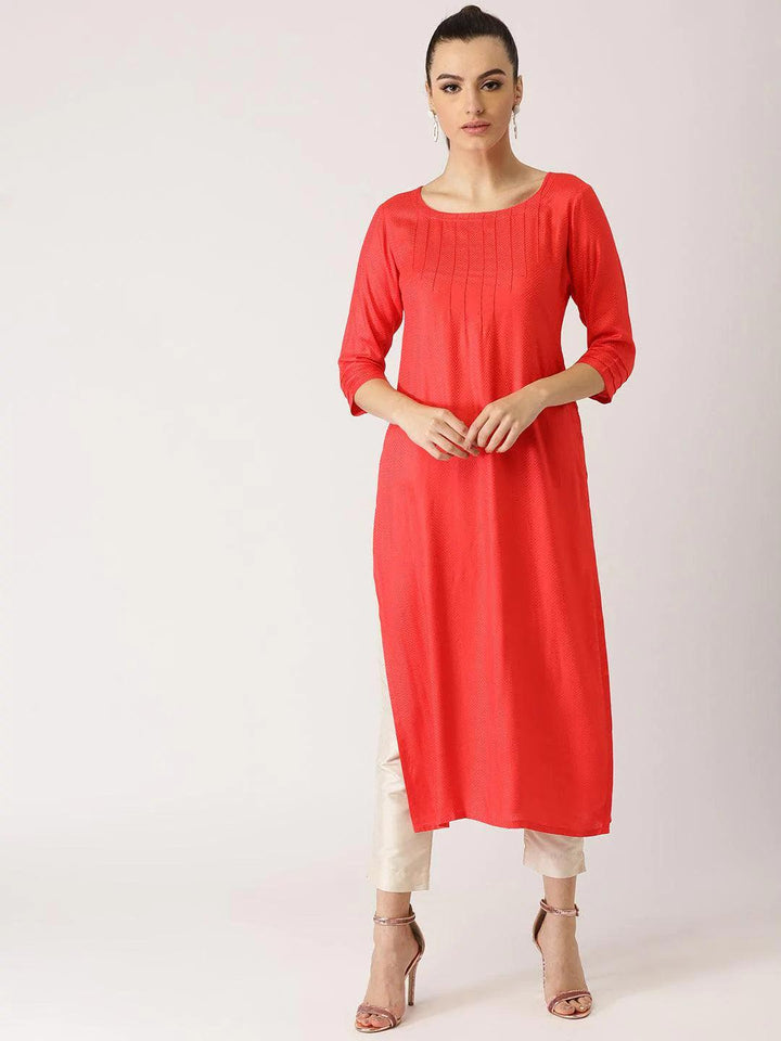 Pink Self Design Rayon Kurta