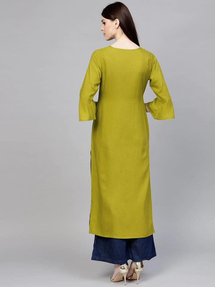 Green Solid Rayon Kurta