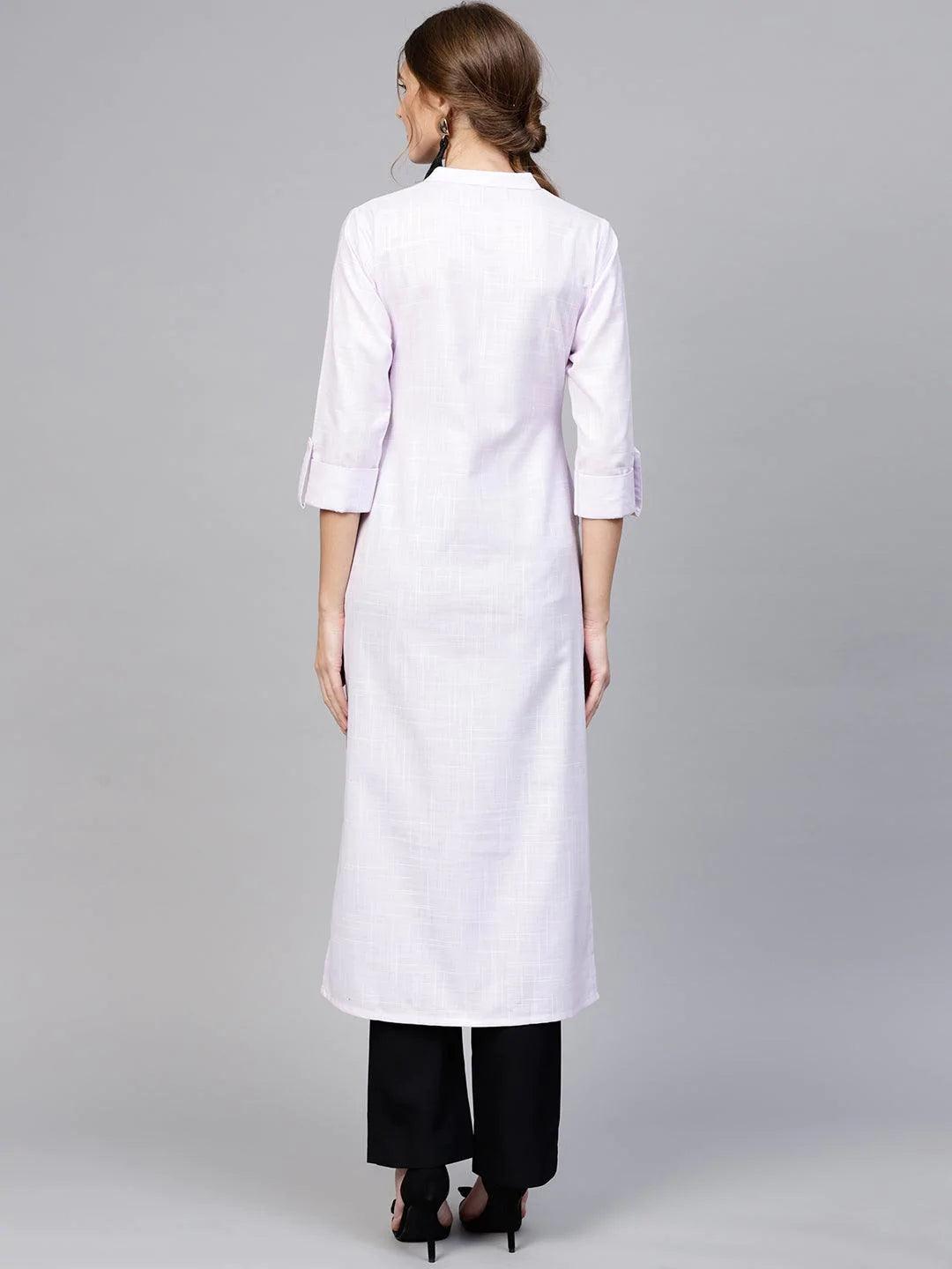 Purple Woven Design Cotton Kurta - ShopLibas