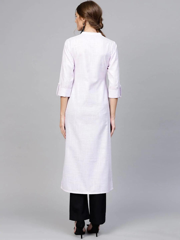 Purple Woven Design Cotton Kurta