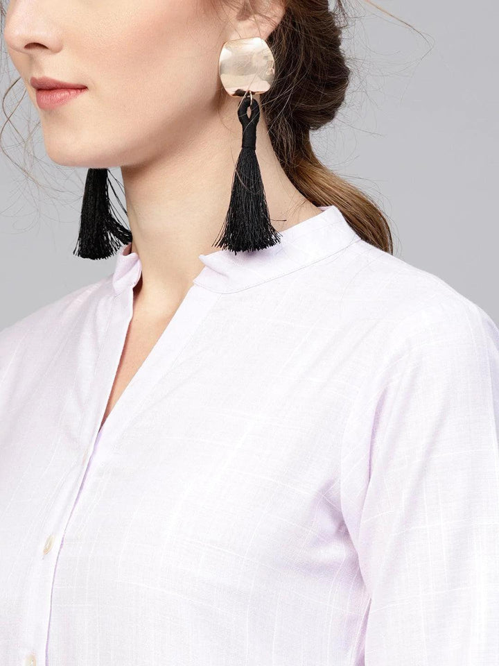 Purple Woven Design Cotton Kurta