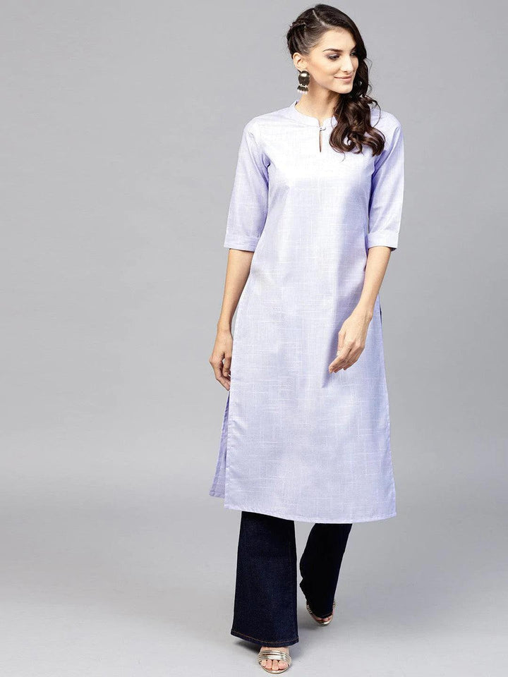 Purple Woven Design Cotton Kurta