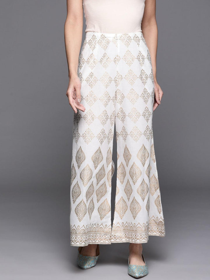 White Printed Cotton Palazzos