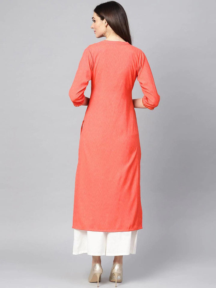 Coral Solid Cotton Kurta