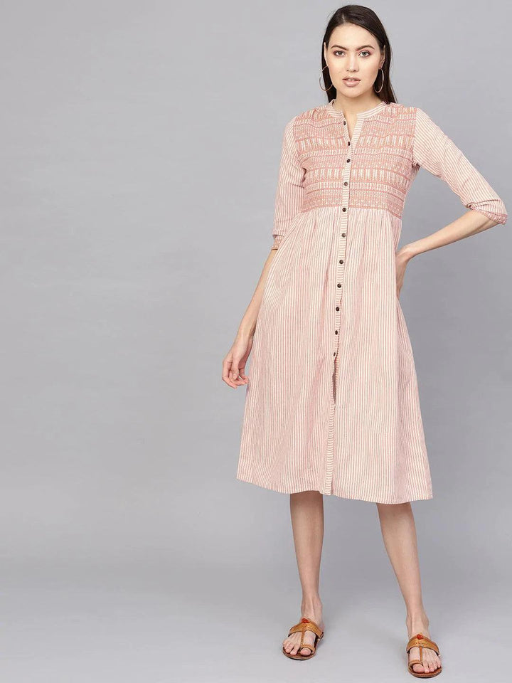 Red Striped Cotton Dress