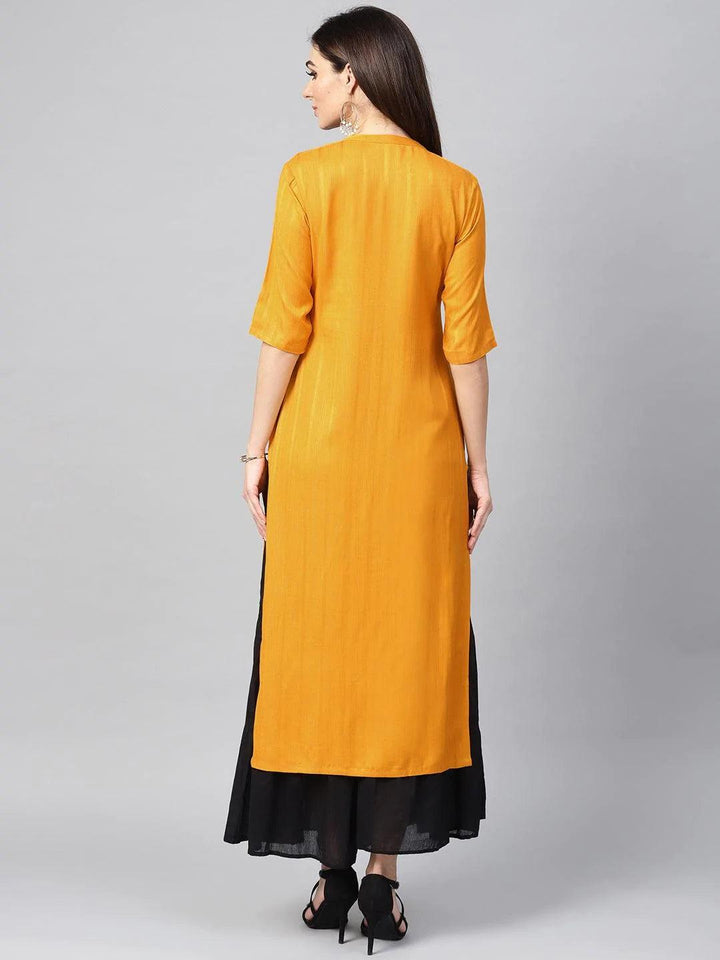Mustard Woven Design Rayon Kurta