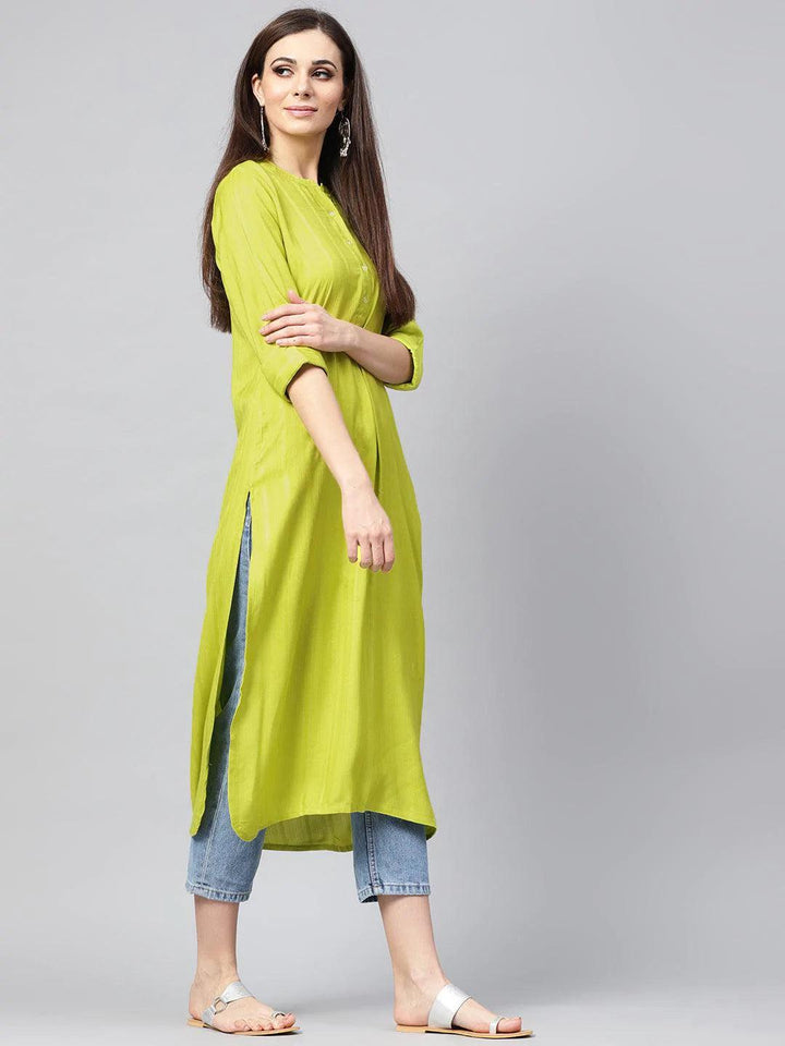 Green Solid Rayon Kurta