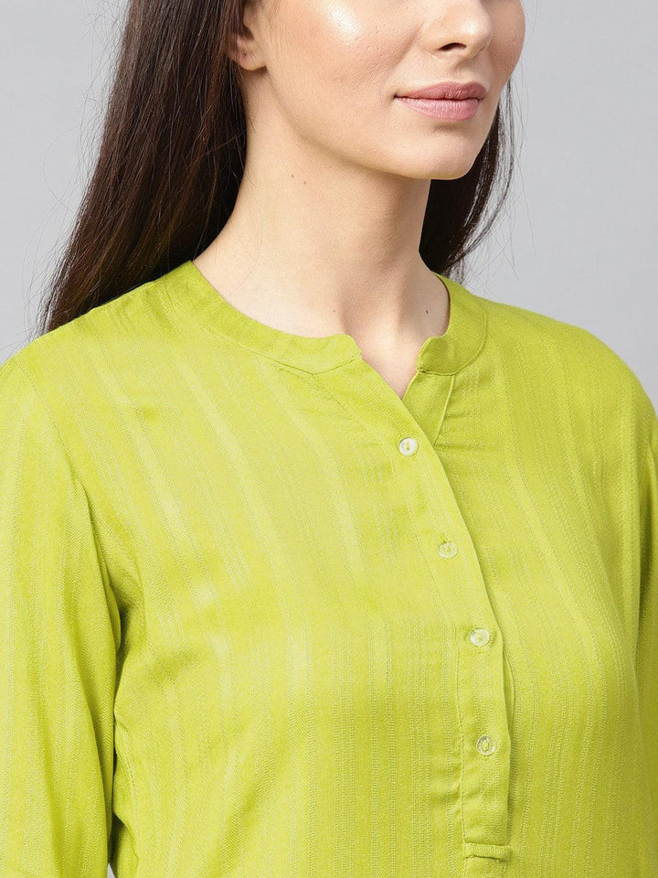 Green Solid Rayon Kurta