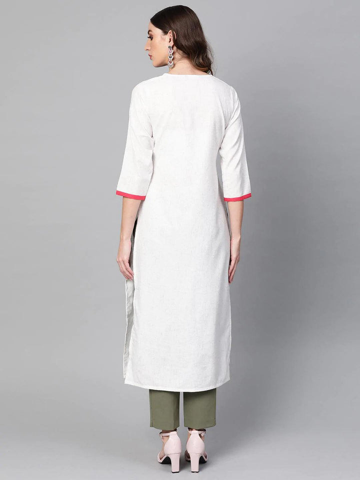White Printed Cotton Kurta