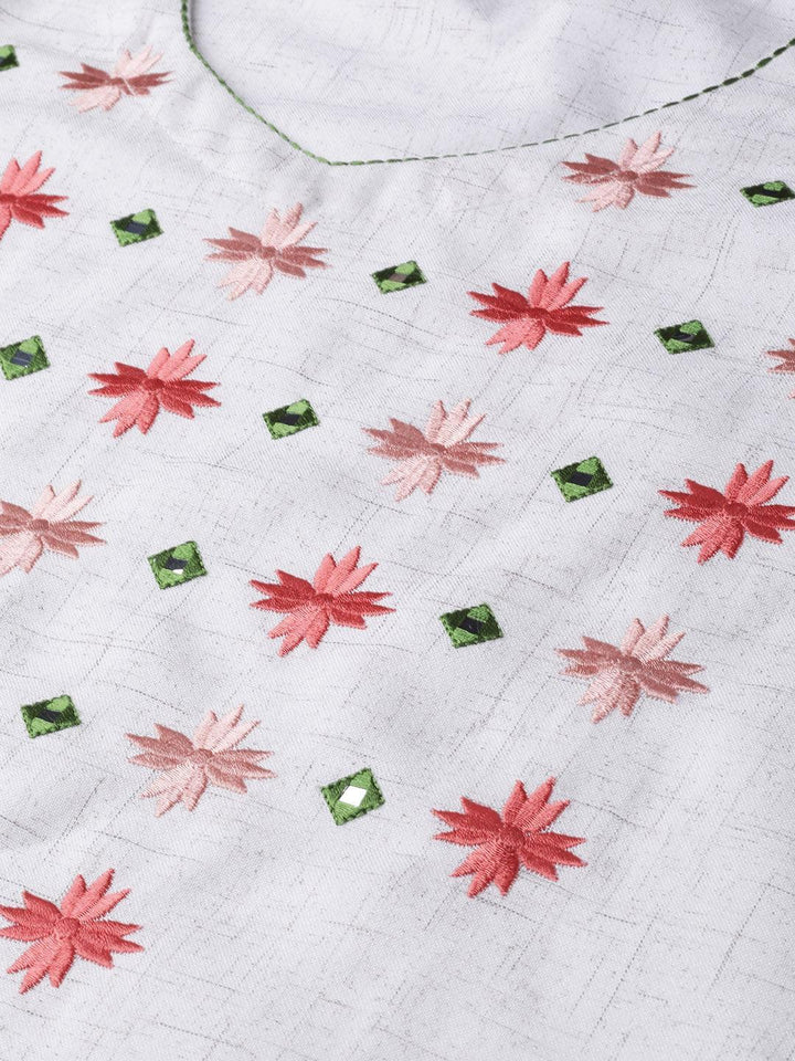 White Printed Cotton Kurta