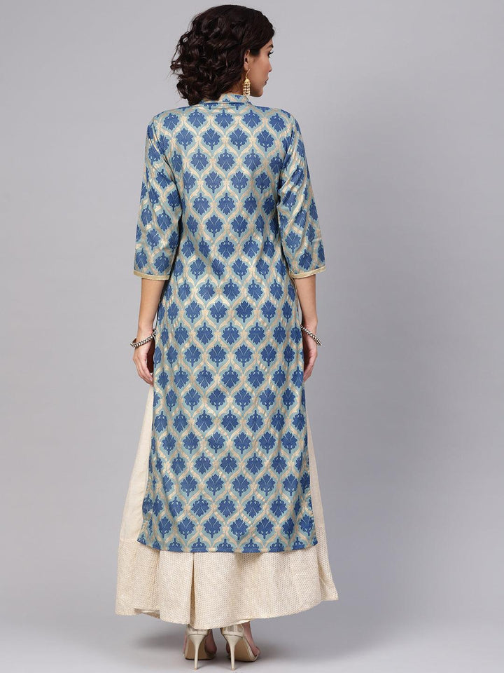 Blue Printed Cotton Kurta