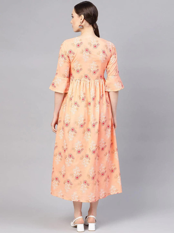 Orange Printed Cotton Dress