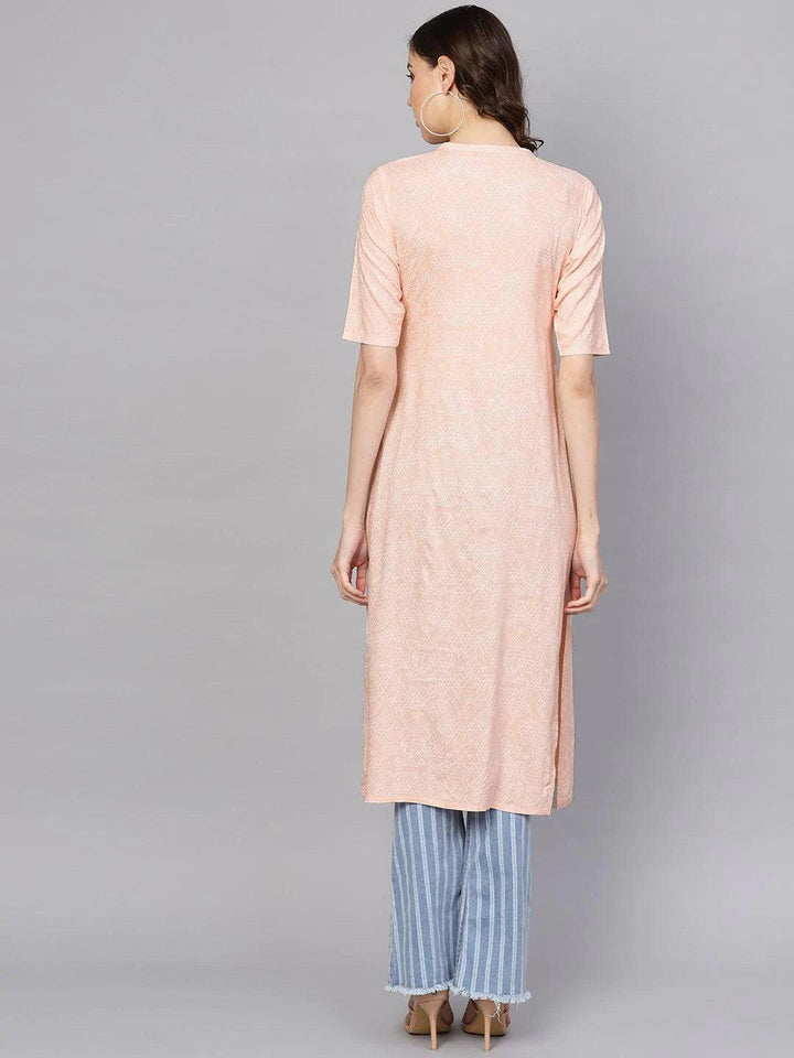 Pink Printed Rayon Kurta