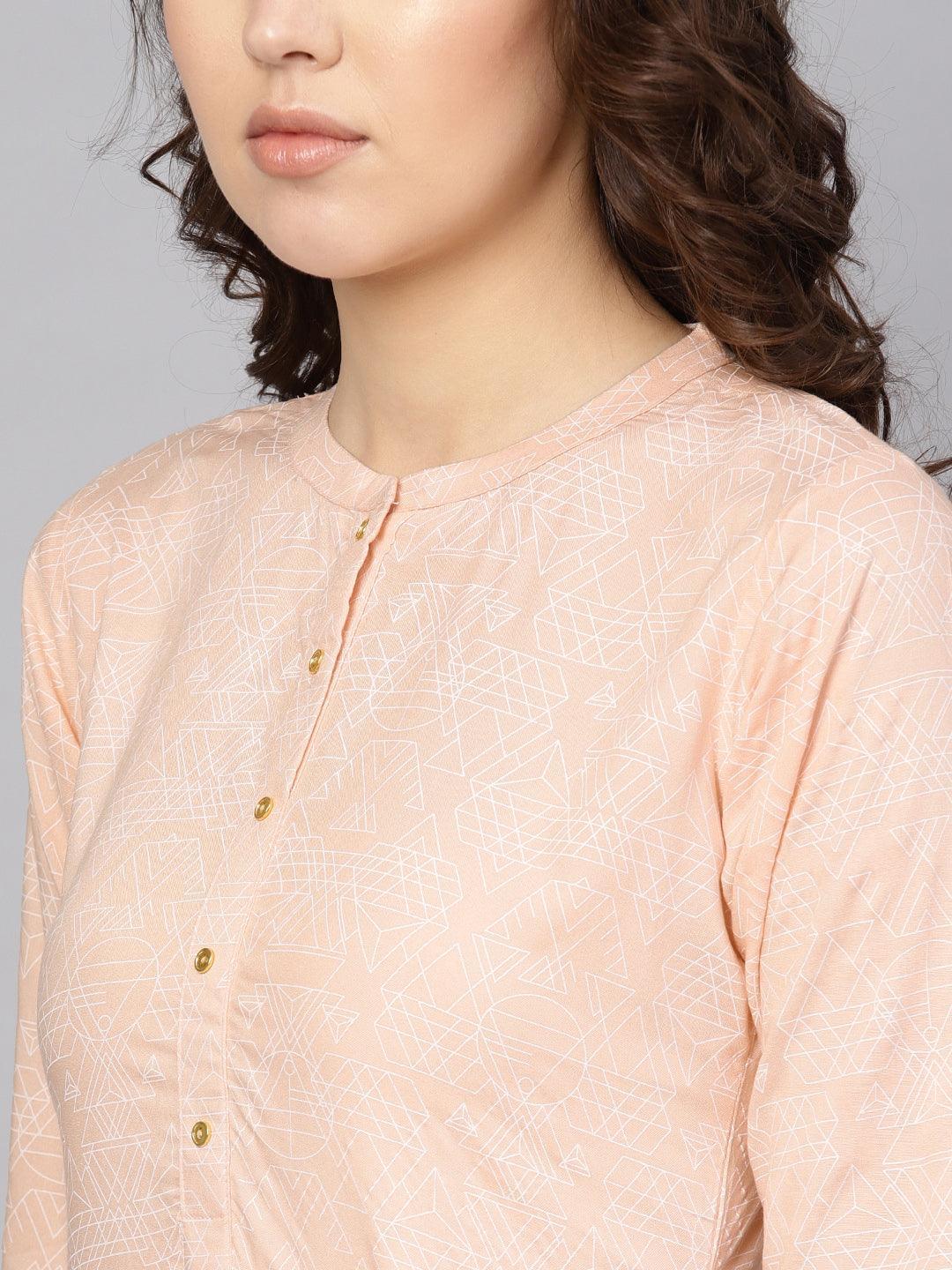 Pink Printed Rayon Kurta - ShopLibas