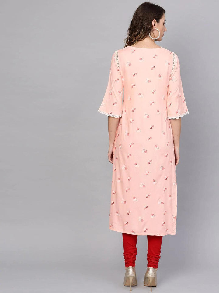 Pink Printed Rayon Kurta