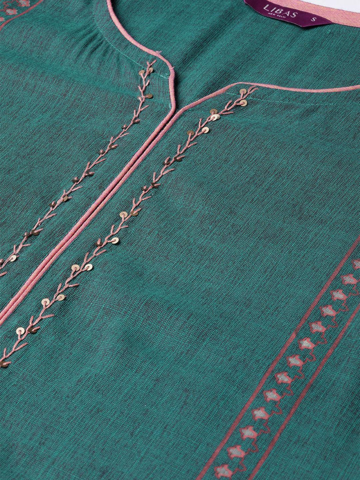 Green Printed Rayon Kurta