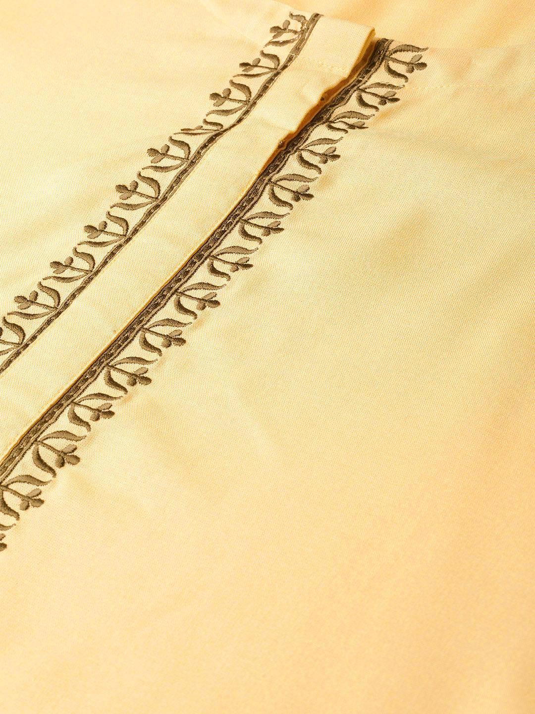 Yellow Printed Rayon Kurta - ShopLibas