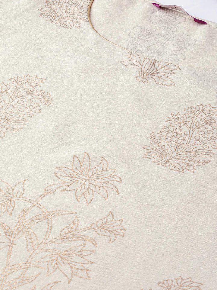 Grey Printed Cotton Kurta