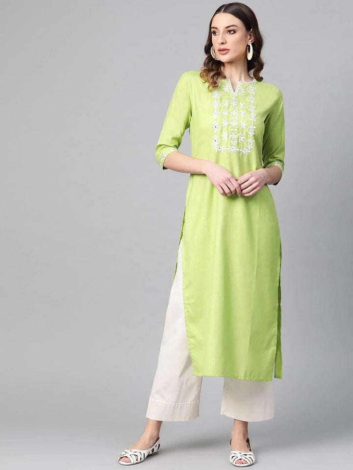 Green Printed Cotton Kurta