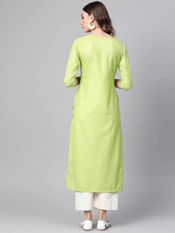 Green Printed Cotton Kurta