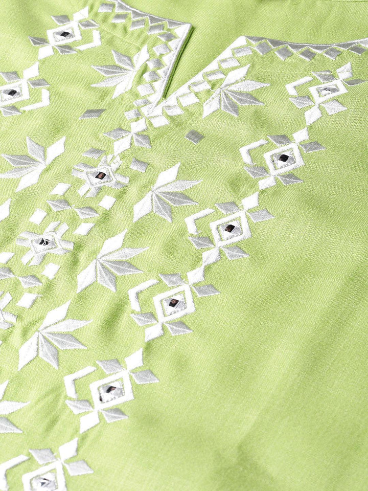 Green Printed Cotton Kurta