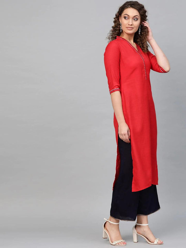 Red Printed Cotton Kurta