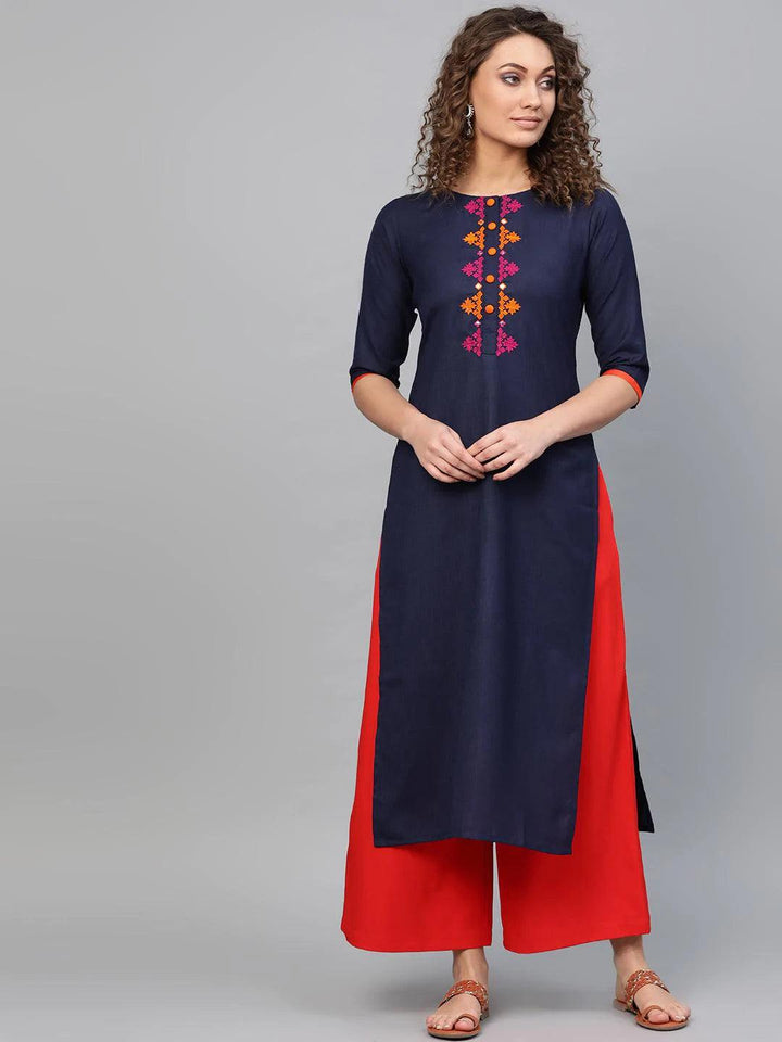 Blue Printed Cotton Kurta