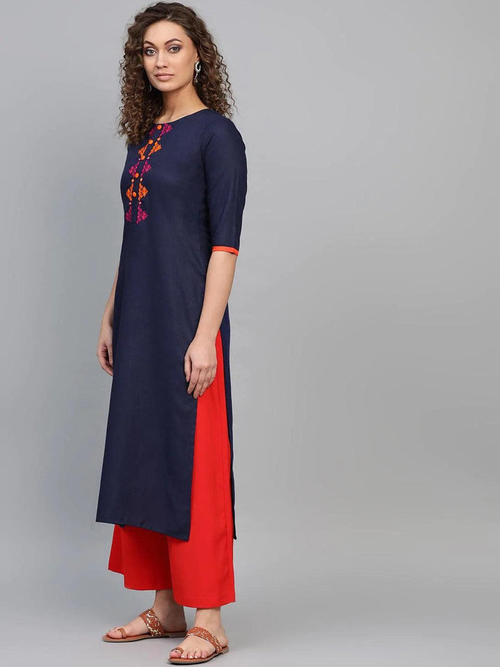 Blue Printed Cotton Kurta