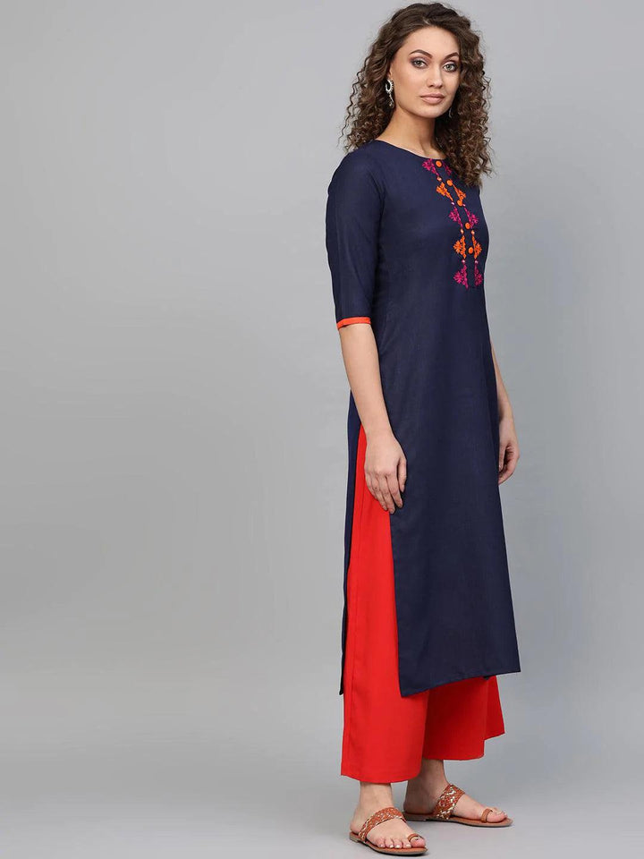 Blue Printed Cotton Kurta