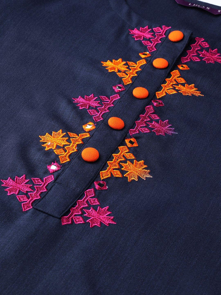 Blue Printed Cotton Kurta