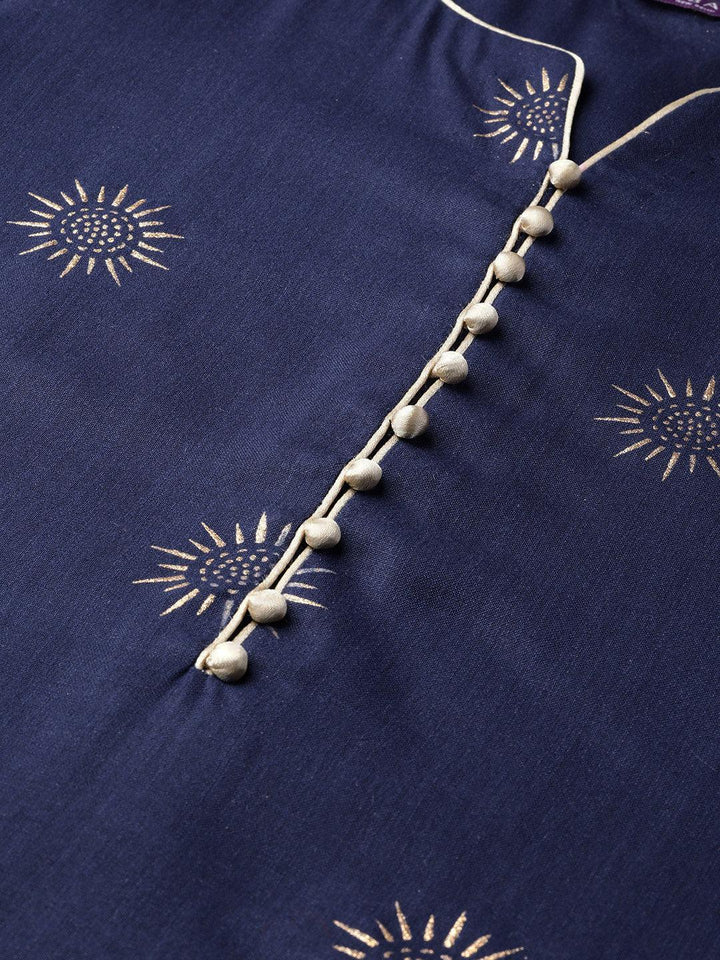 Blue Printed Cotton Kurta