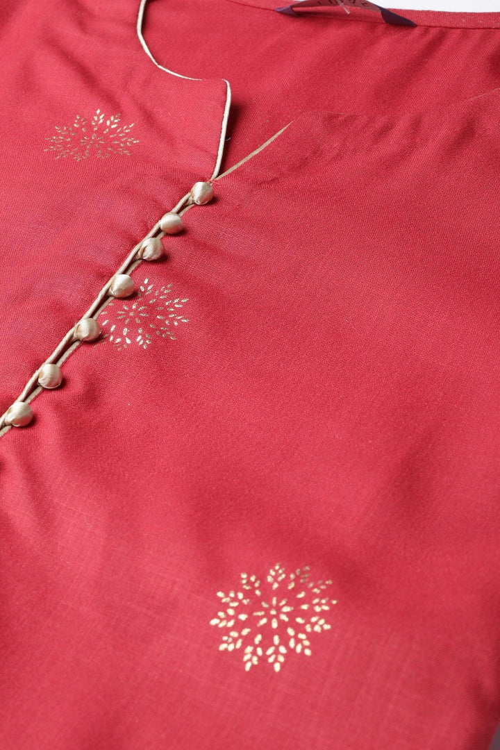 Red Printed Cotton Kurta