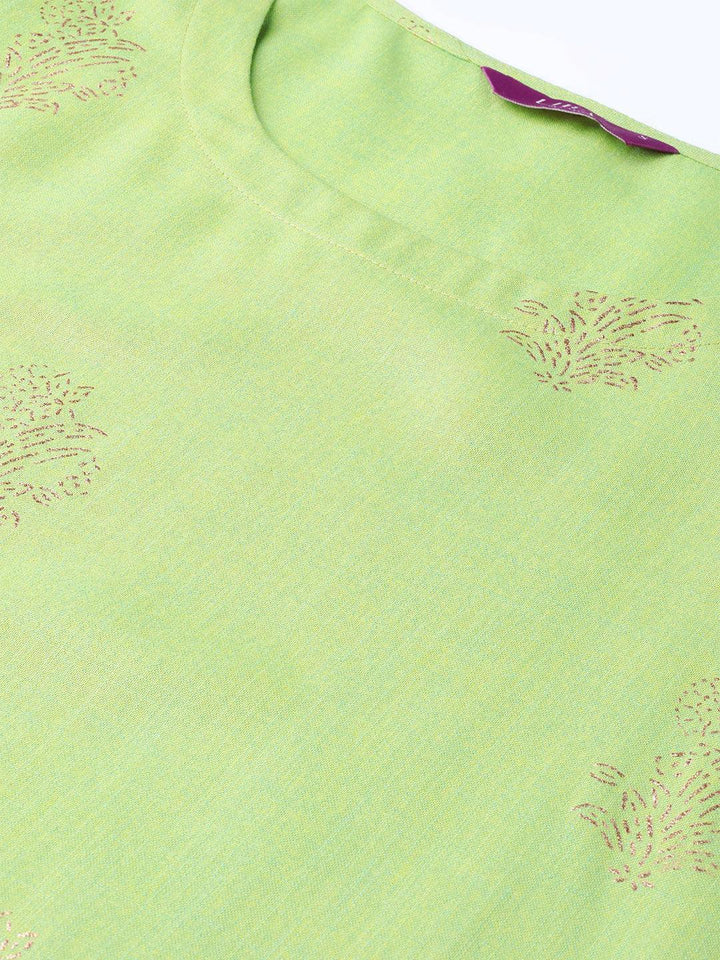 Green Printed Cotton Kurta