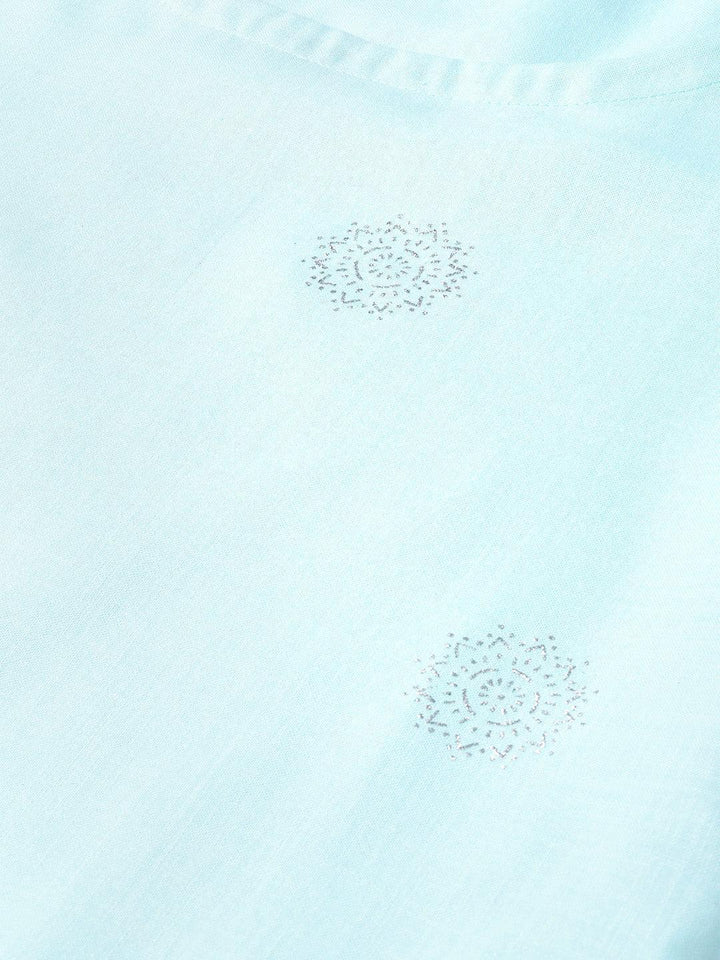 Blue Printed Cotton Kurta