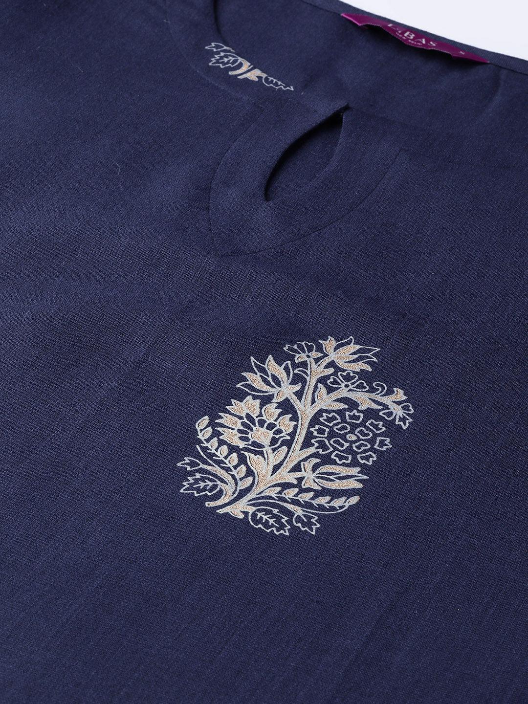 Blue Printed Cotton Kurta - ShopLibas