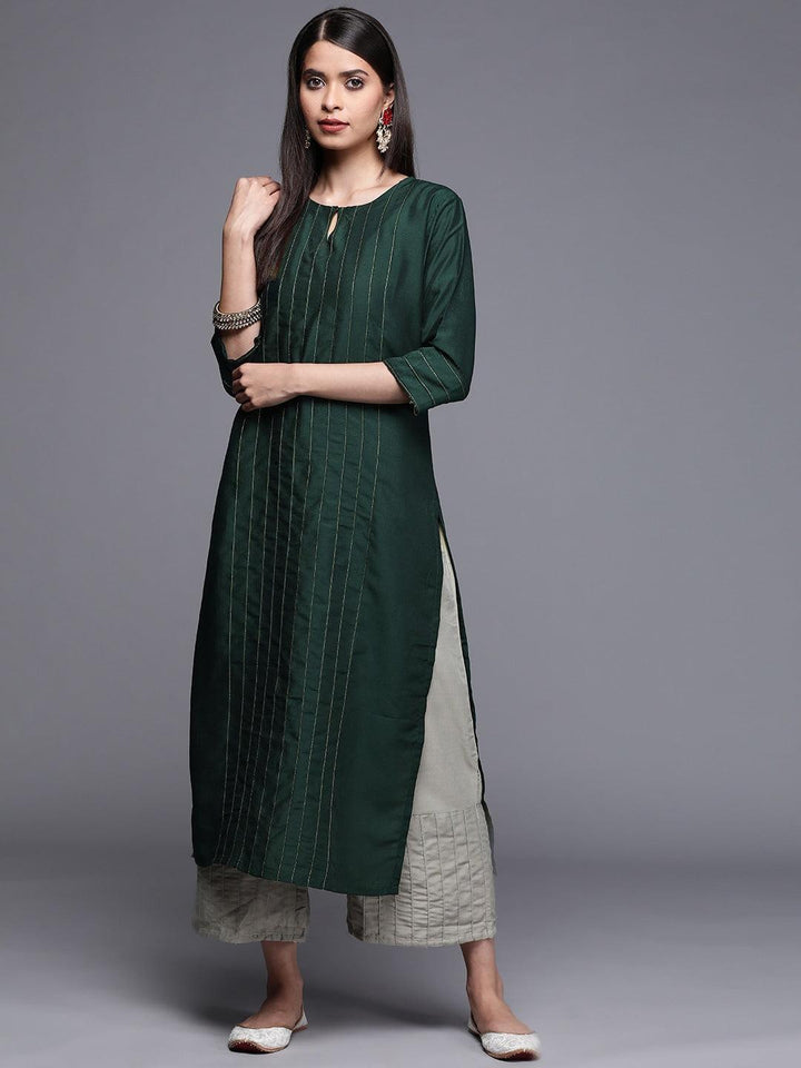 Teal Solid Chanderi Silk Kurta