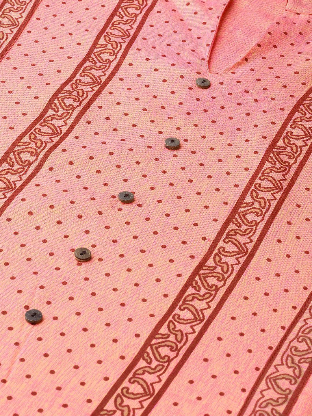 Pink Printed Rayon Kurta - ShopLibas