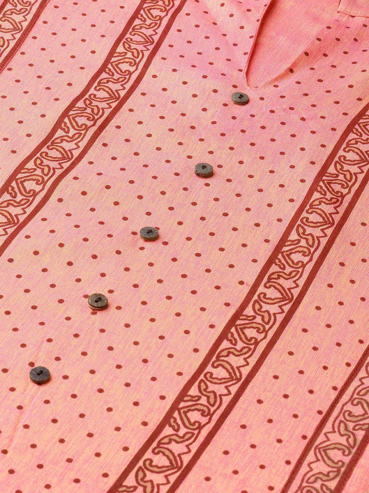 Pink Printed Rayon Kurta