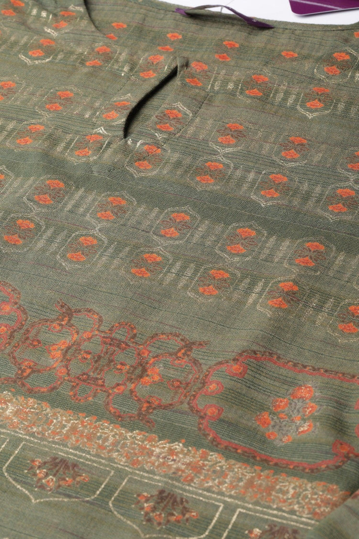 Green Printed Cotton Kurta