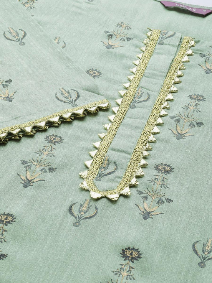 Green Printed Rayon Kurta