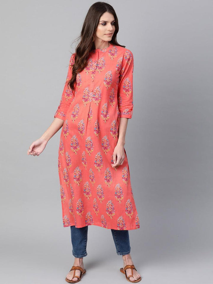 Coral Printed Cotton Kurta