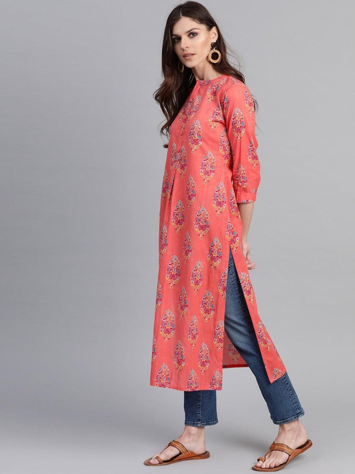 Coral Printed Cotton Kurta